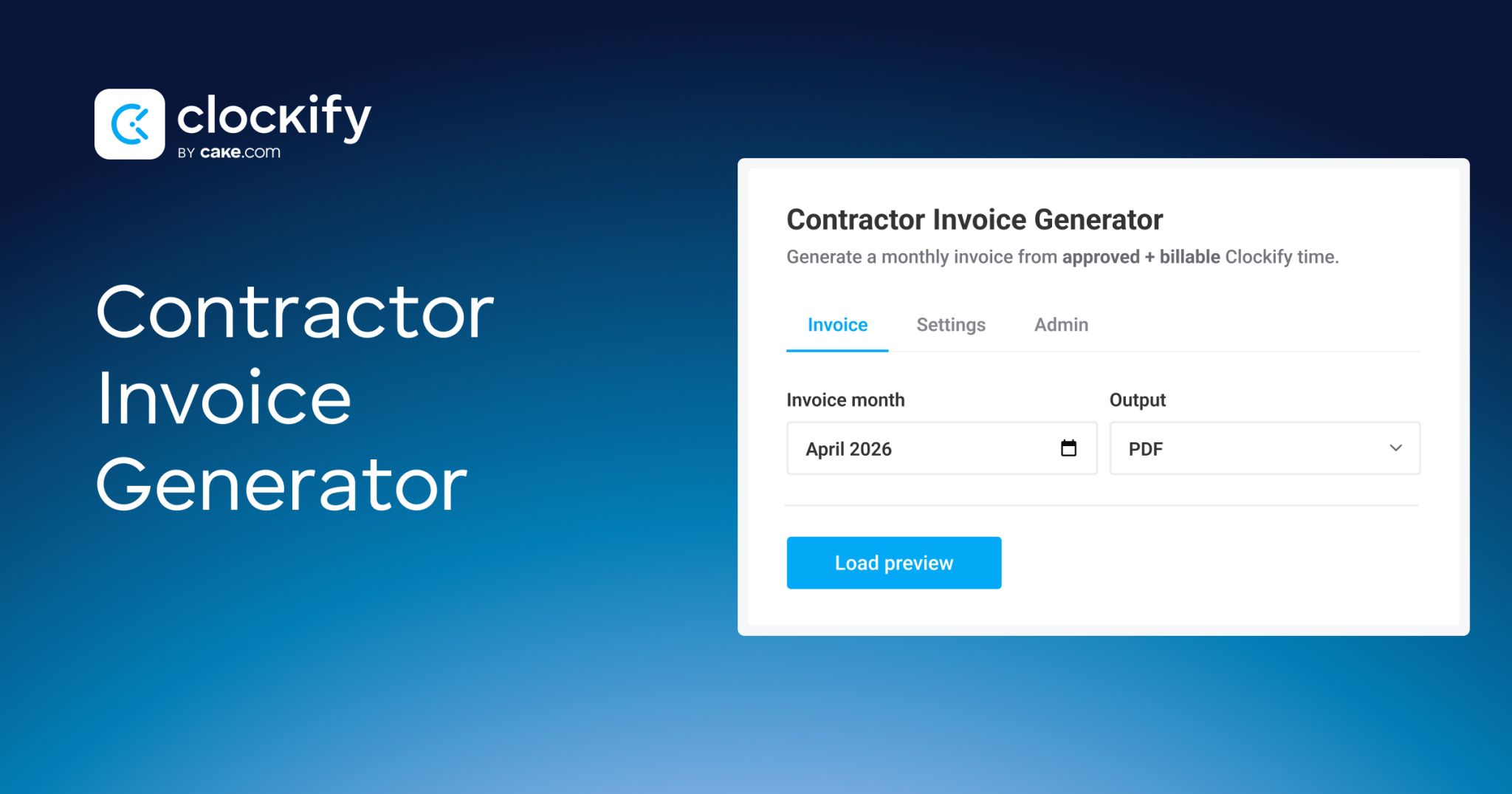Contractor Invoice Generator by Clockify — built in partnership with Spainlink
